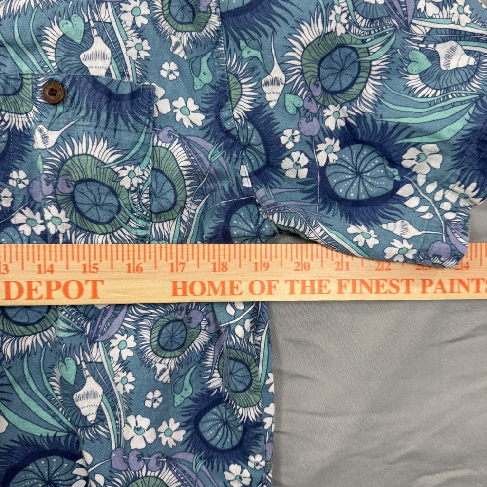 Patagonia Back Step Shirt Hawaiian Short Sleeve Button Up Blue Floral AOP Mens M - Picture 8 of 15